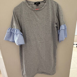 LNV Dress XL Gray with Blue Ruffle Sleeves